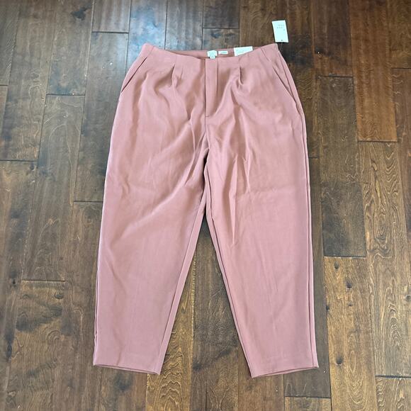 NWT A New Day High Rise Stretch Tapered Career Leg Pants Pink Brown Women's 17 - Picture 1 of 7